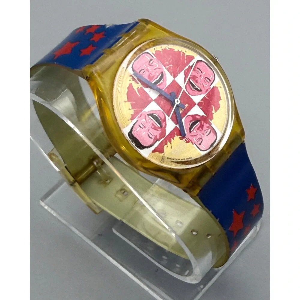 Vintage 1996 Swatch GJ117 Wild Laugh Yue Min Jun Artist Limited Edition Watch
